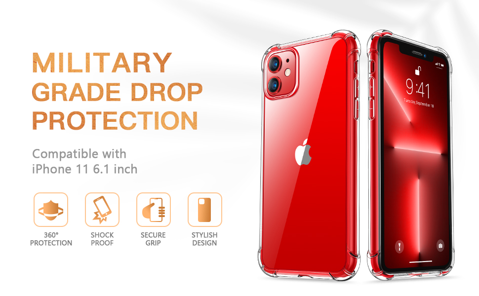 CANSHN Clear Designed for iPhone 11 Case [Military Drop Protection