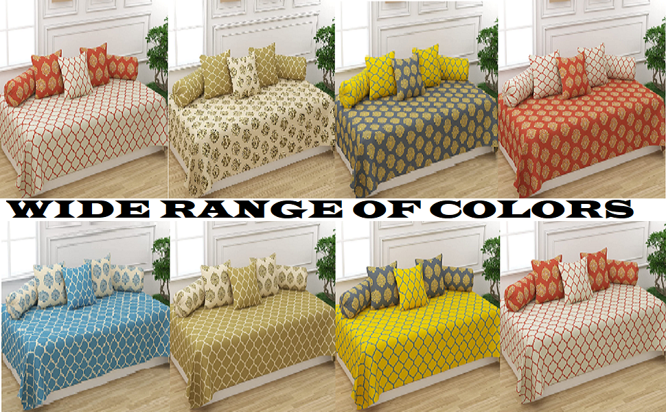 Trance Home Linen 200TC Diwan Set Cotton 6 Pcs Deewan Printed