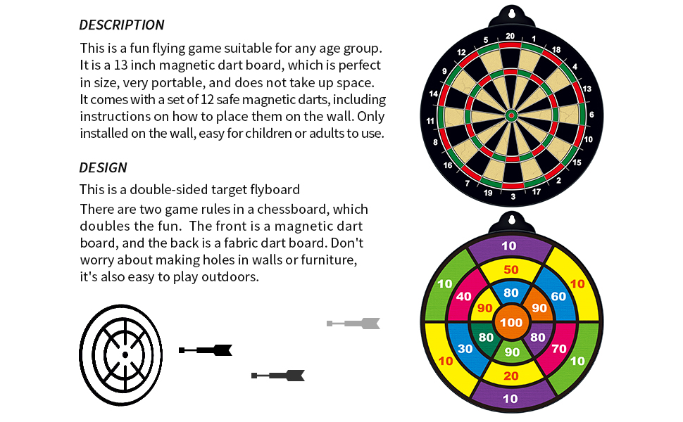Safe Magnetic Dartboard for Boys 3 4 5 6 7 8 9 10 11 12 Years Old