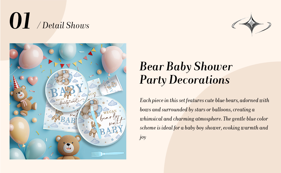 Bear Baby Shower Decorations Tableware