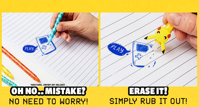 Pokemon Set de 4 Stylos Effaçables Pikachu Fournitures