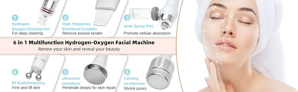 6 in 1 Water Hydrogen Oxygen Beauty Machine, Professional