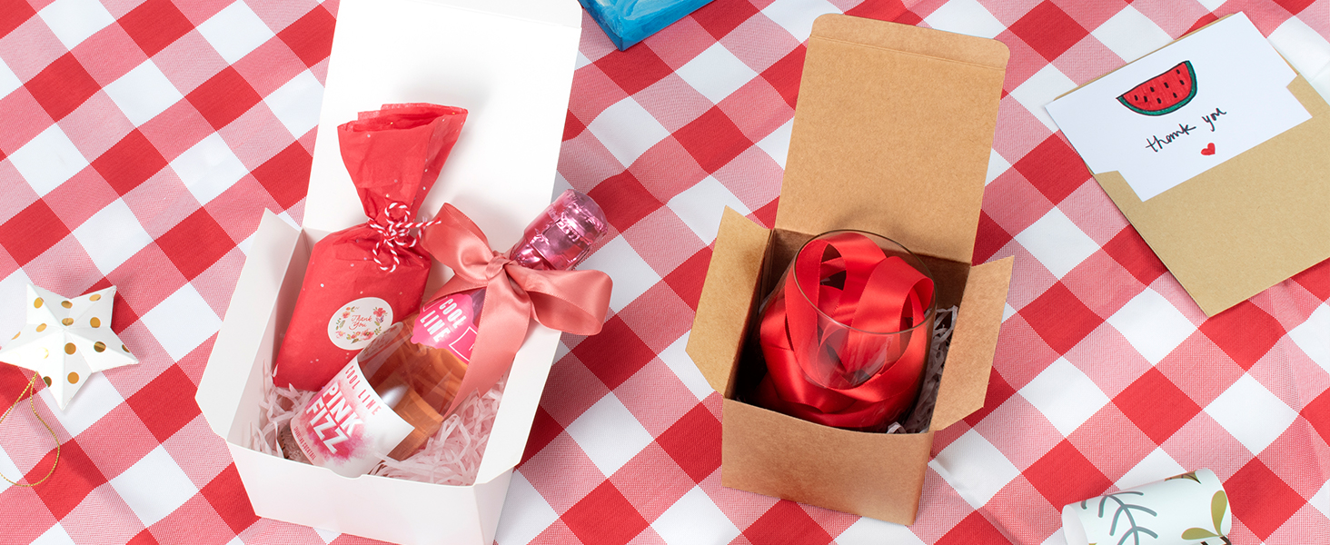 ValBox 8x8x4 Inches Gift Boxes 12 PCS Brown Paper Gift Boxes with Lids for Gifts