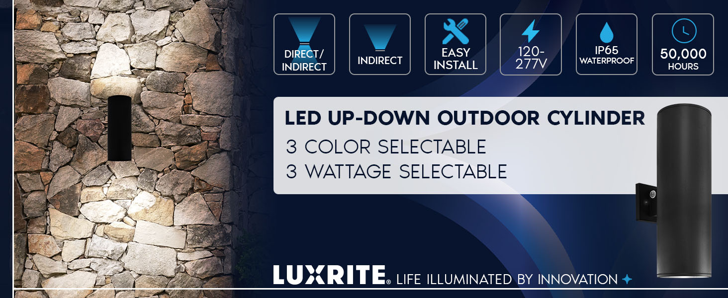 led up down wall sconce light outdoor exterior home porch garage 3cct 3 wattage lr40339