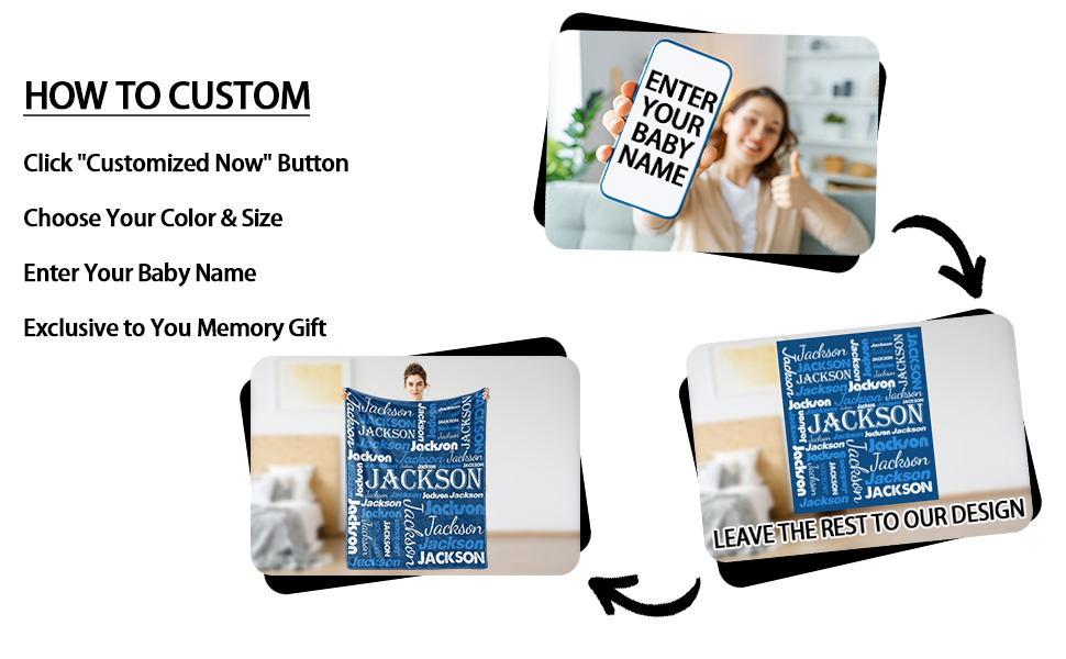 VSOFMY Personalized Name Blanket Baby Blanket with Name