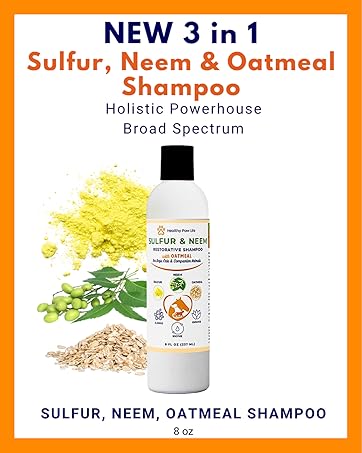 Sulfur Neem Oatmeal Shampoo Restorative Yeast Mange Mites Ringworm Pet Companion Livestock