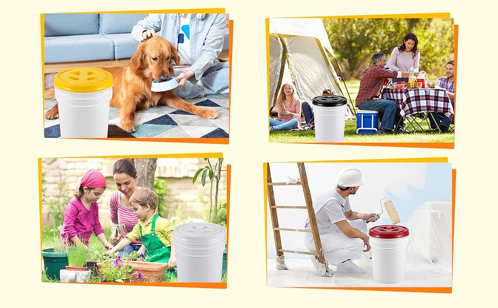 2 Pieces 5 Gallon Bucket Lid with Bucket Lid Opener,Plastic Storage Bucket Leak