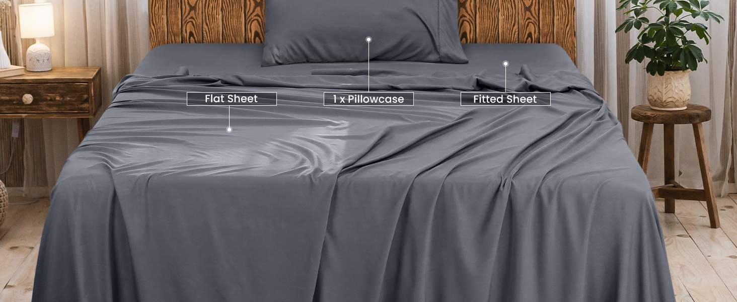 Pillowcases, Flat Sheet, Fitted Sheet