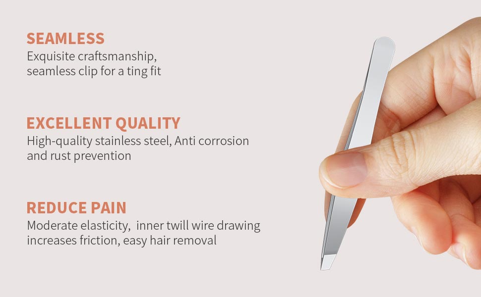 Slant Tweezers with Travel Case, Tweezers for Women Facial Hair, Precision Eyebrow Tweezers