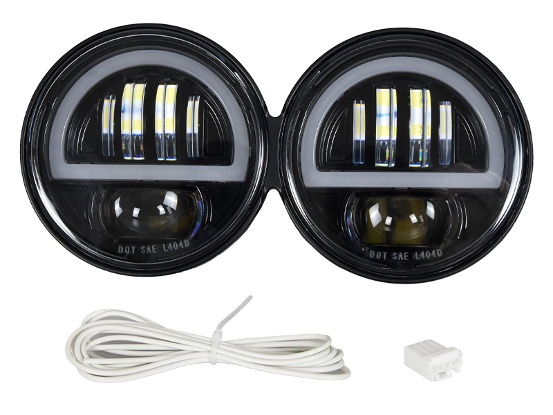 LED Dyna Fat Bob Dual Headlight 40W Motorcycle Headlamp For Harley Dyna Fat Bob FXDF Model Black