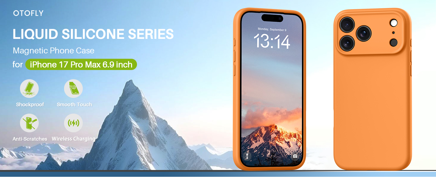 OTOFLY Magnetic Case for iPhone 17 Pro Max, Magsafe Compatible, Classic Liquid Silicone Mobile Phone Case, Built-in Camera Control Button, Anti-Scratch Microfiber Lining, Orange 12 Additional content image