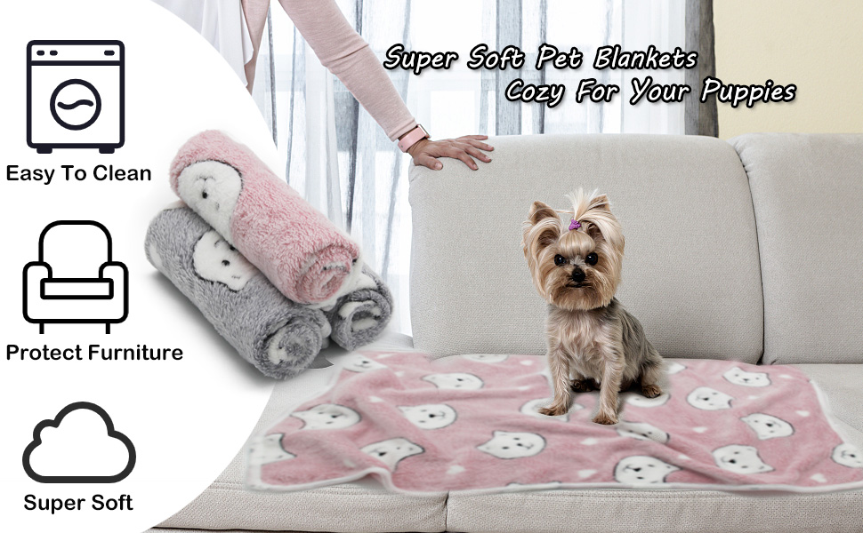 1 Pack 3 Puppy Blankets Super Soft Dog Blankets Warm Sleep