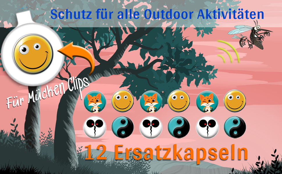 12 Nachfüllkapseln, Ersatzkapseln für Mückenschutz Clips