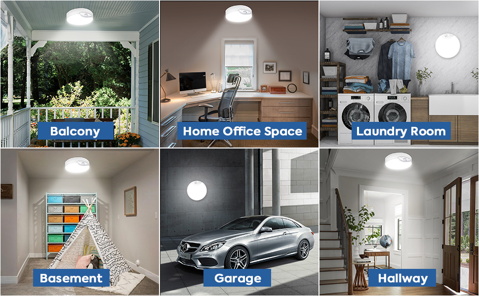 Motion Sensor Ceiling Light, Battery Operated LED Ceiling