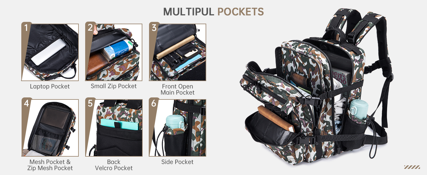 Tactical Military Backpack for Man, 50L Waterproof Army Pack Rucksack Hiking Laptop Backpack