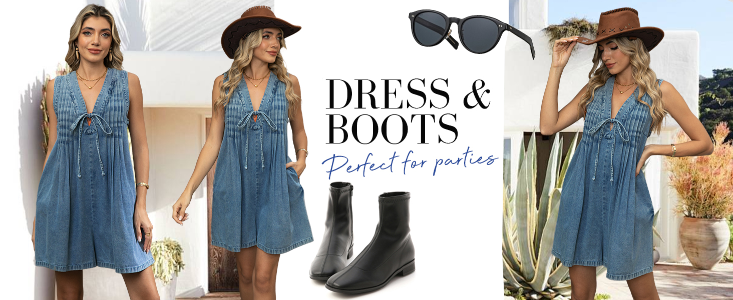 Sleeveless V Neck Shorts Denim Romper
