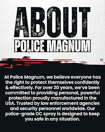 POLICE MAGNUM Compact Pepper Spray, Maximum Strength, 10-12 ft Range, Easy to Use