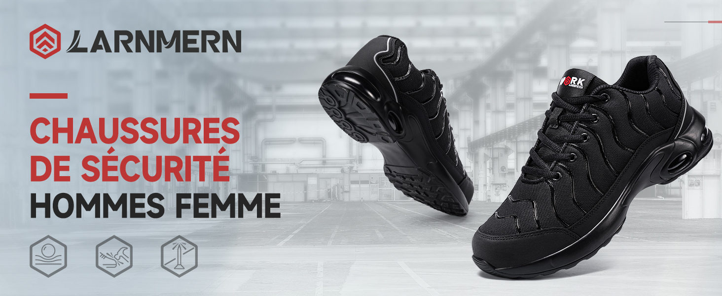 larnmern chaussures de sécurité hommes femme embout en acier Chaussures de travailbasket de sécurité