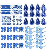 Gameza Team Spirit Accessories, 60PCS Blue Cheerleading Pom Poms Heart Glasses Eye Black Sticker ...