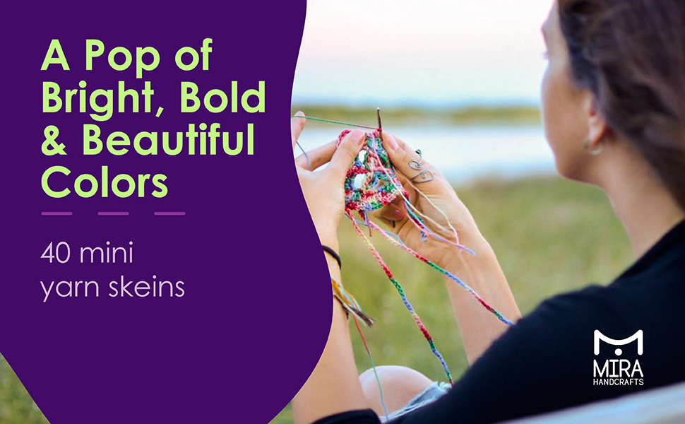 40 Mini Yarn Skeins for crocheting and knitting. Perfect assorted of bright and beautiful colors. 