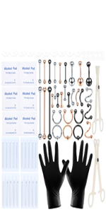 80PCS Mix Color Piercing Jewelry Kit Stainless Steel with Piercing Disc