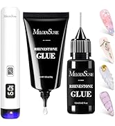 Melodysusie Nail Rhinestone Glue and White Handheld UV Light for Gel Nails, ART01R Cordless Gel X...