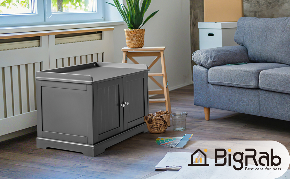 Bigrab Hidden Litter Box Furniture, Cat Litter Box