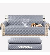 XINEAGE Waterproof Couch Cover for Dogs, 3 Seater Sofa Cover with Elastic Straps & Pockets, Tripl...