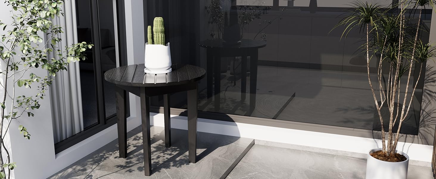 Chilihom Side Table,Black Round End Table,Outdoor Side