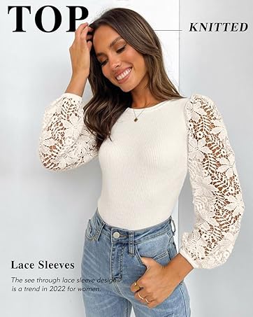 lace long sleeve womens tops dressy casual tops for women crew neck womens plus size tops for women