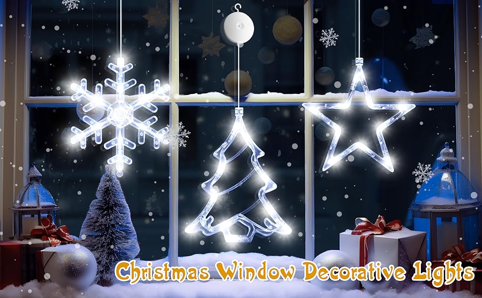 LYUBASA 3Pcs Christmas Window Lights Decorations, Battery
