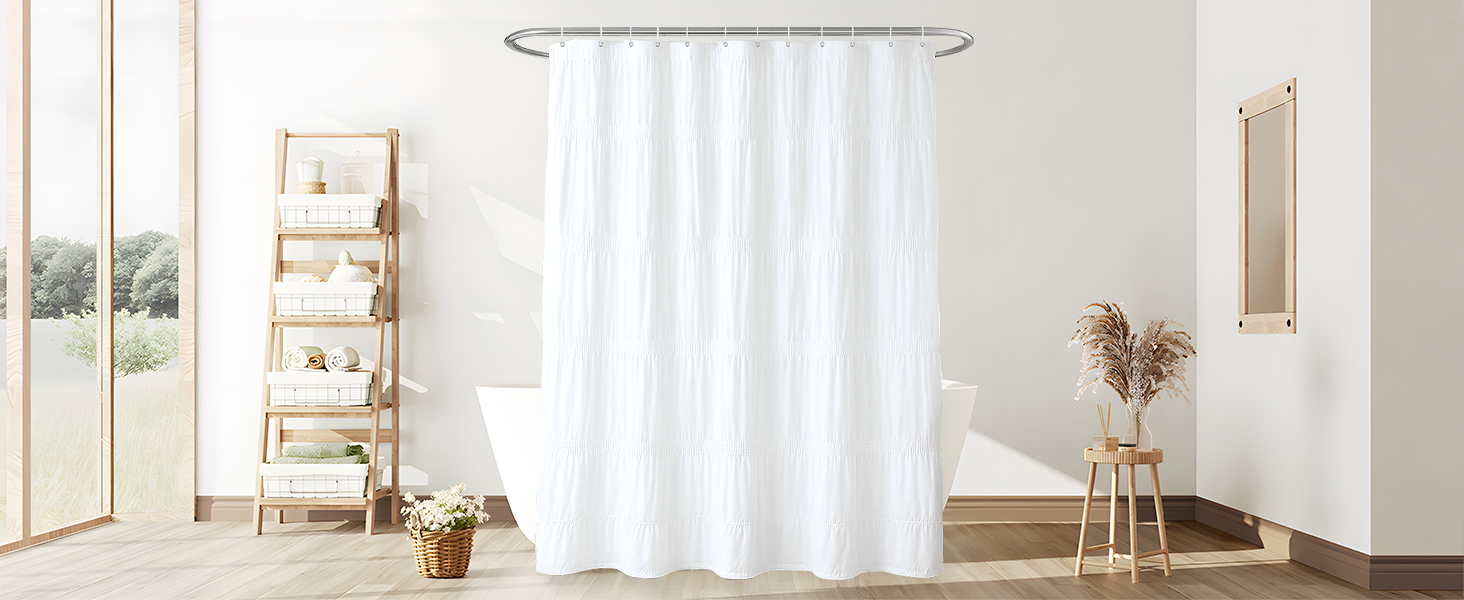 white shower curtain
