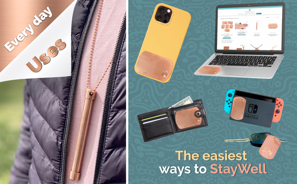 StayWell Pure Copper Hand Roller Keychain with Swivel Clip Closure