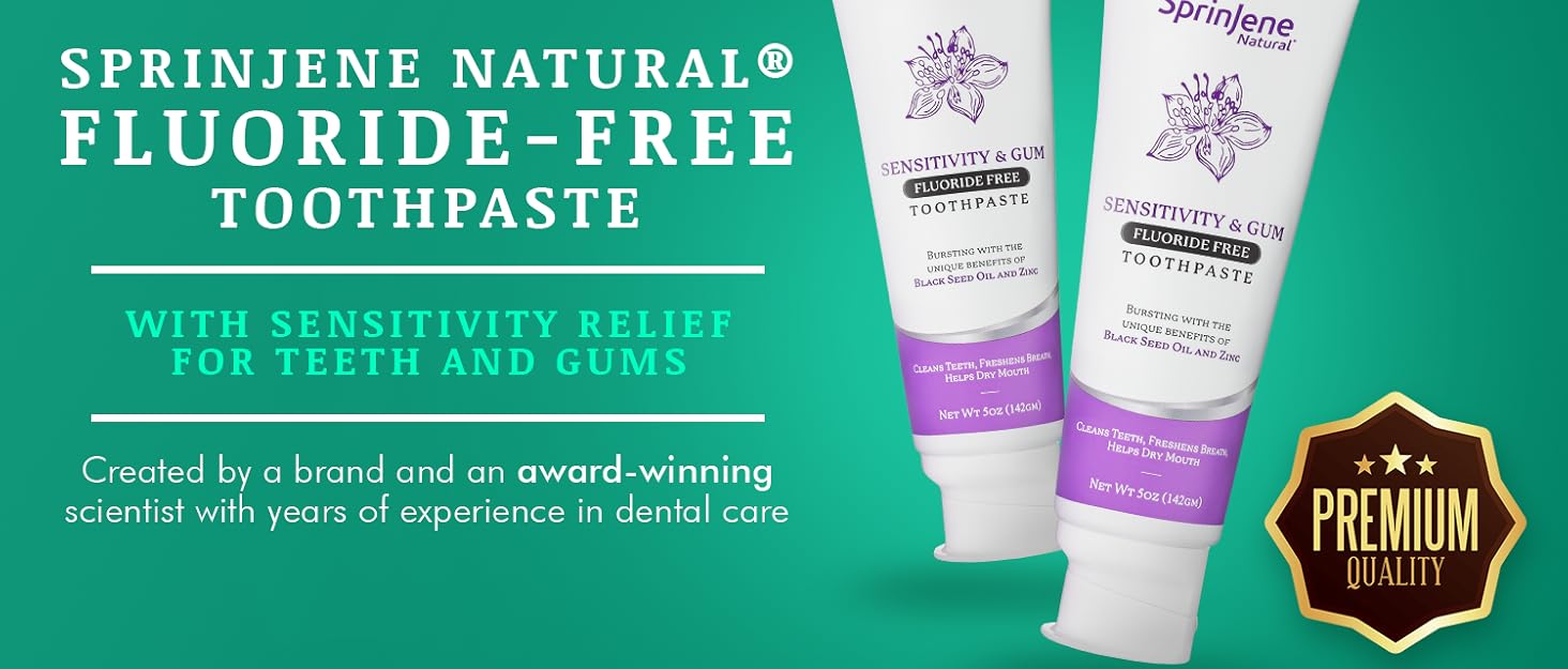 Sprinjene Fluoride Free Toothpaste For Sensitive Teeth & Gum Fresh Breath Helps Dry