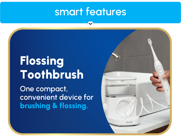 Image of Sonic-Fusion with text reading one compact, convenient device for brushing and flossing