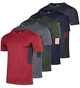 Real Essentials 5 Pack Men’s Short Sleeve Dry Fit T-Shirts – Moisture Wicking Athletic Workout Gy...