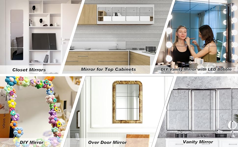 4 Pcs Wall Mirror Tiles, 8 x 8 Inch Self... 20 Mirror Sheets