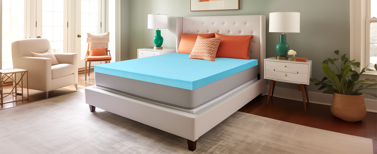 CHUN YI 4 Inch Mattress Topper Queen, Cooling Gel Infused