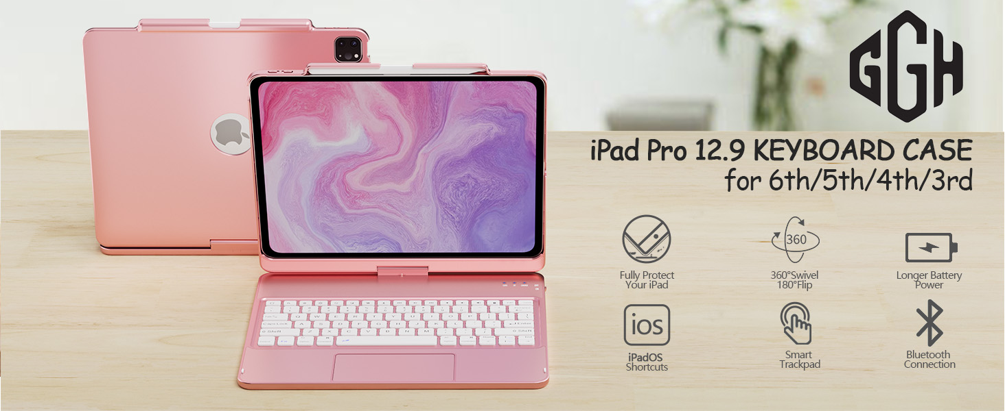 iPad Pro 12.9inch Case with Keyboard, Touch Trackpad