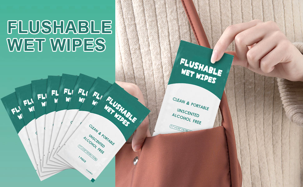 Individually Wrapped Flushable Wet Wipes 50 Pack