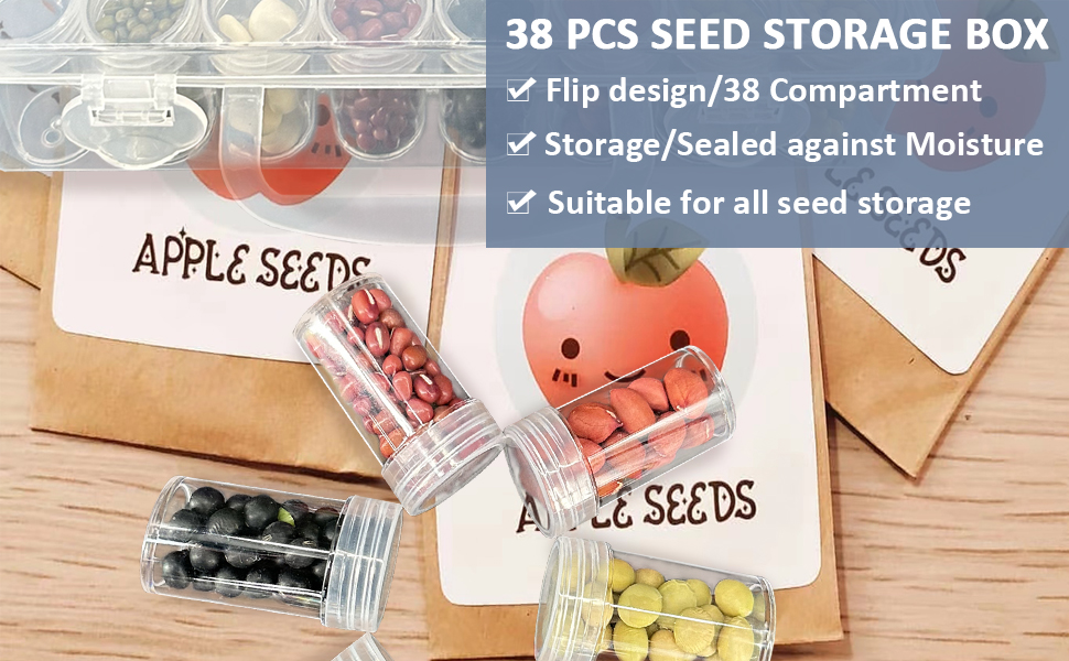 38 Slots Plastic Seed Storage Box, Transparent Reusable