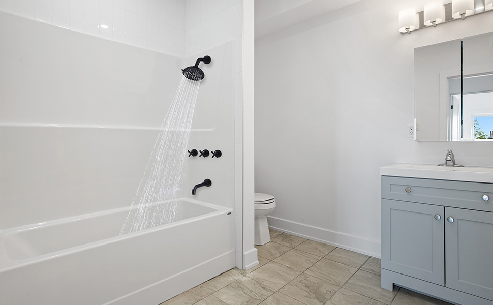 NIITAWH Matte Black 3 Handle Shower Faucet Set with Rotatable Tub Spout