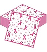 Gameza Breast Cancer Awareness Napkins Decorations, 50PCS Cancer Awareness Pink Ribbons Breast Di...