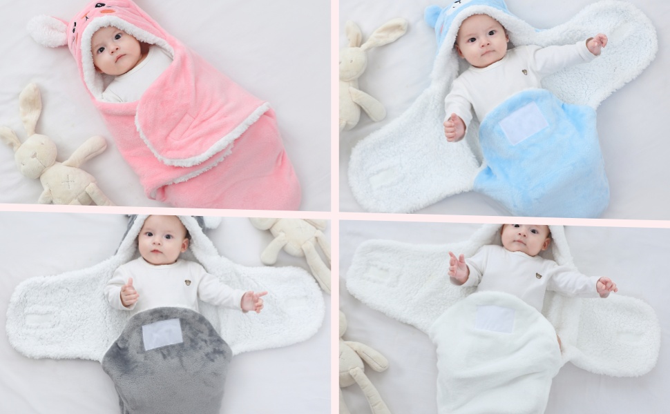 Baby Hooded Fleece Swaddle Blanket