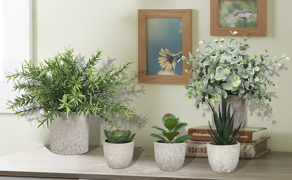 Lighterday Set of 5 Artificial Plants Indoor,Fake Plants Indoor