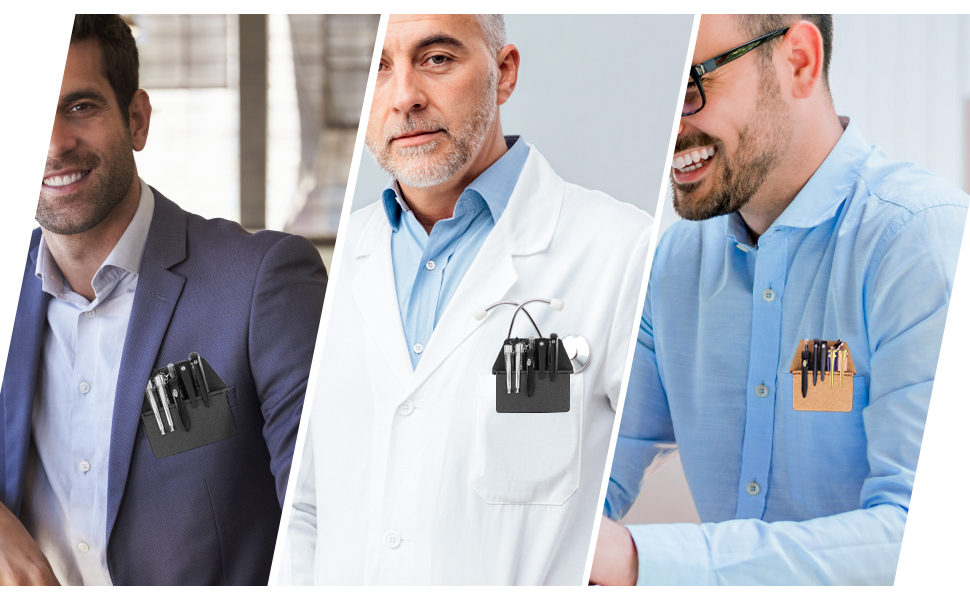 Meetory 2 Pieces Leather Pen Holder, pens Pocket Protector, Pocket