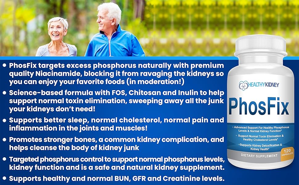 PhosFix 120 Pills Phosphorus Binder with Chitosan for