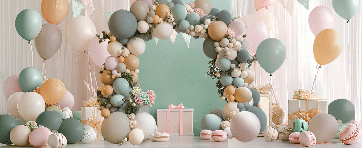 Dusty Green Nude Pink Balloons Arch Kit