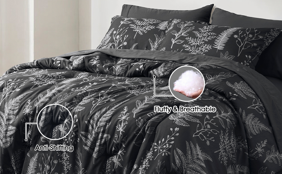 PHF Soft Printed Comforter Sets King7 PCS Bed in A Bag