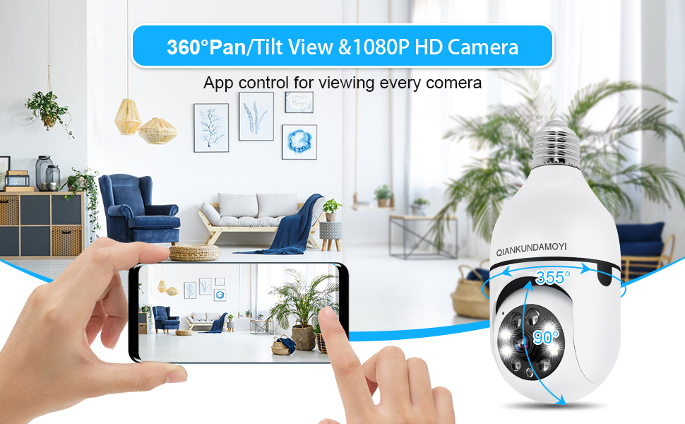 Light Bulb Camera with 32GB, 5G/4G WiFi PTZ IP Camera